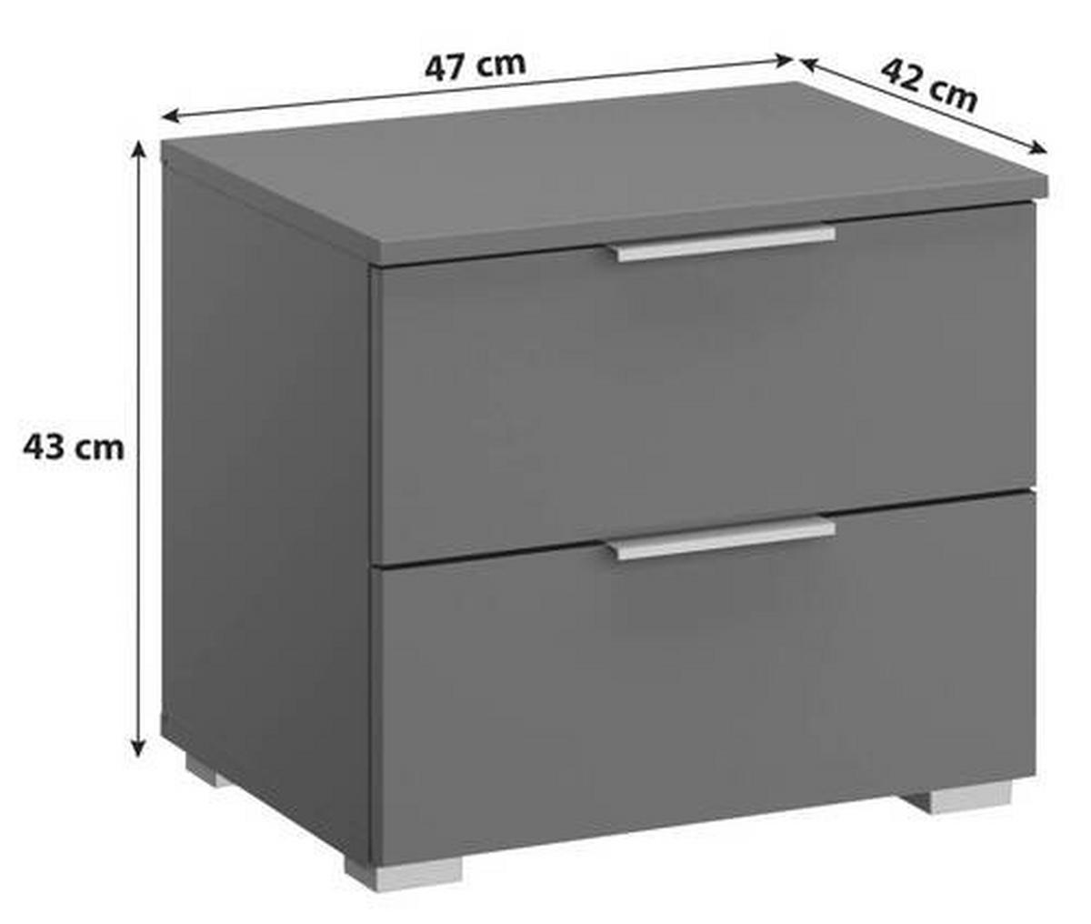 NOČNA OMARICA, siva  - siva/barve aluminija, Moderno, leseni material (47/43/42cm) - Rauch Möbel