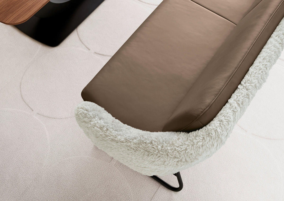 SITZBANK 219/87/78 cm  in Beige, Graubraun  - Beige/Graubraun, Design, Leder/Textil (219/87/78cm) - Koinor