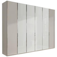 DREHTÜRENSCHRANK in Grau, Weiss  - Chromfarben/Weiss, Modern, Glas/Holzwerkstoff (300/216/58cm) - Novel