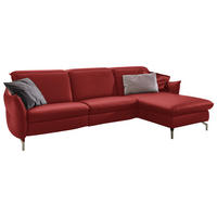 ECKSOFA Rot Echtleder  - Rot/Nickelfarben, MODERN, Leder/Metall (233/179cm) - Livetastic