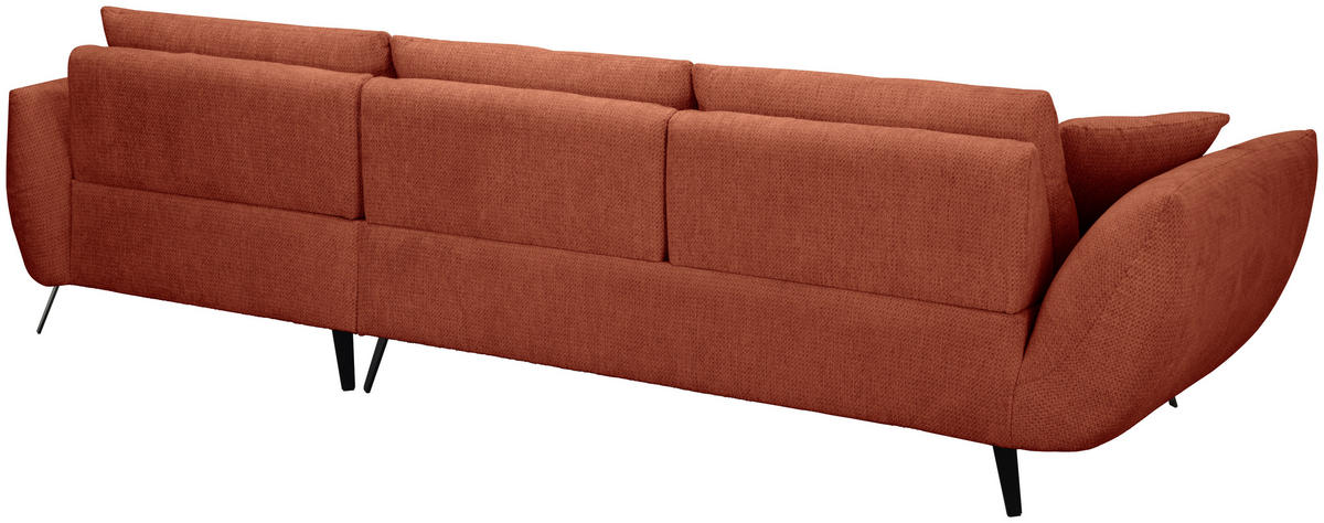 ECKSOFA Rostfarben Chenille Armlehnenkissen, Rücken echt, Sitztiefenverstellung  - Rostfarben/Schwarz, KONVENTIONELL, Textil/Metall (215/313cm) - Hom`in