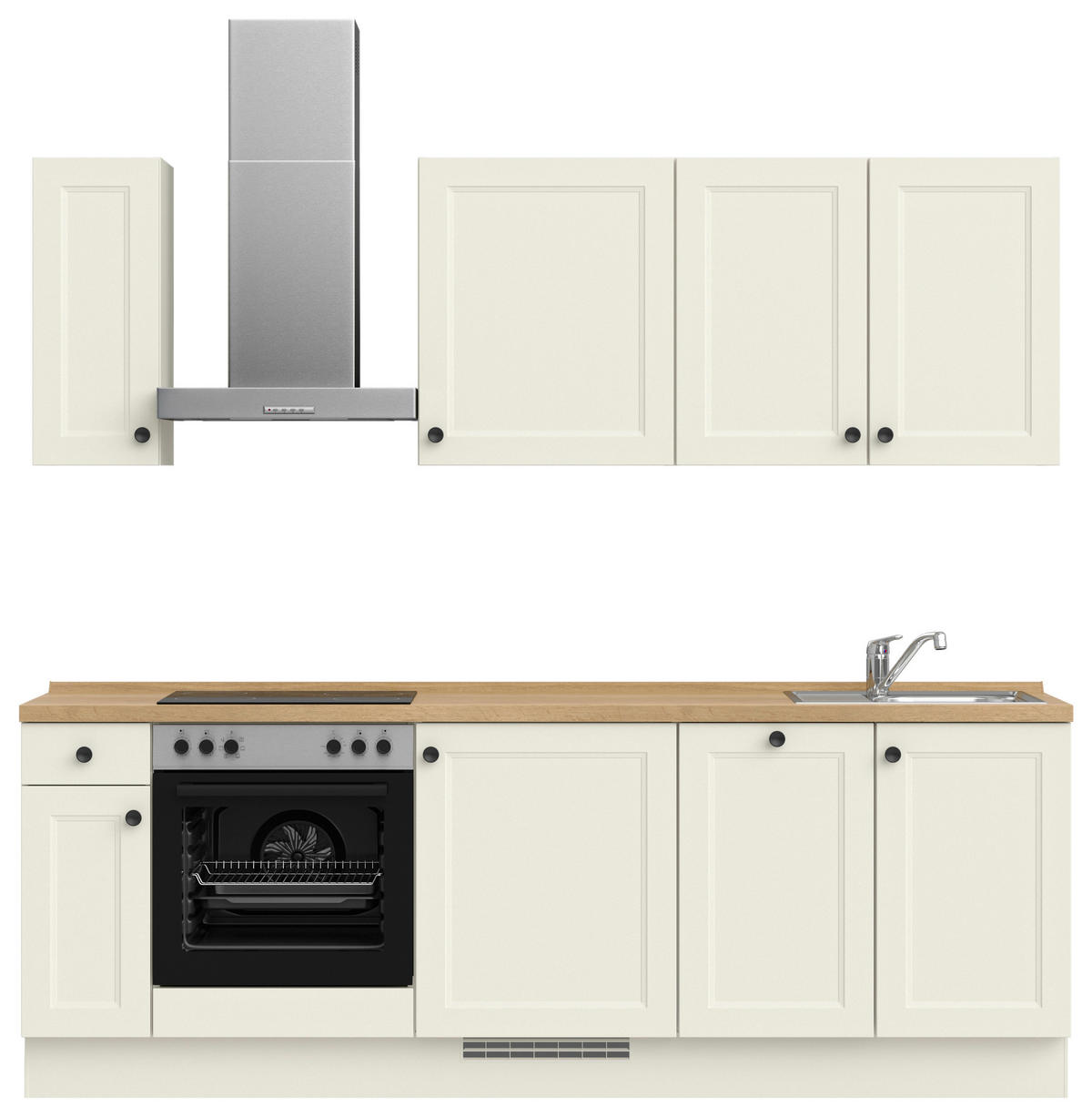 KÜCHENBLOCK Cascada 240 cm  in Weiß, Eichefarben  - Eichefarben/Schwarz, MODERN, Holzwerkstoff/Metall (240cm) - Nobilia