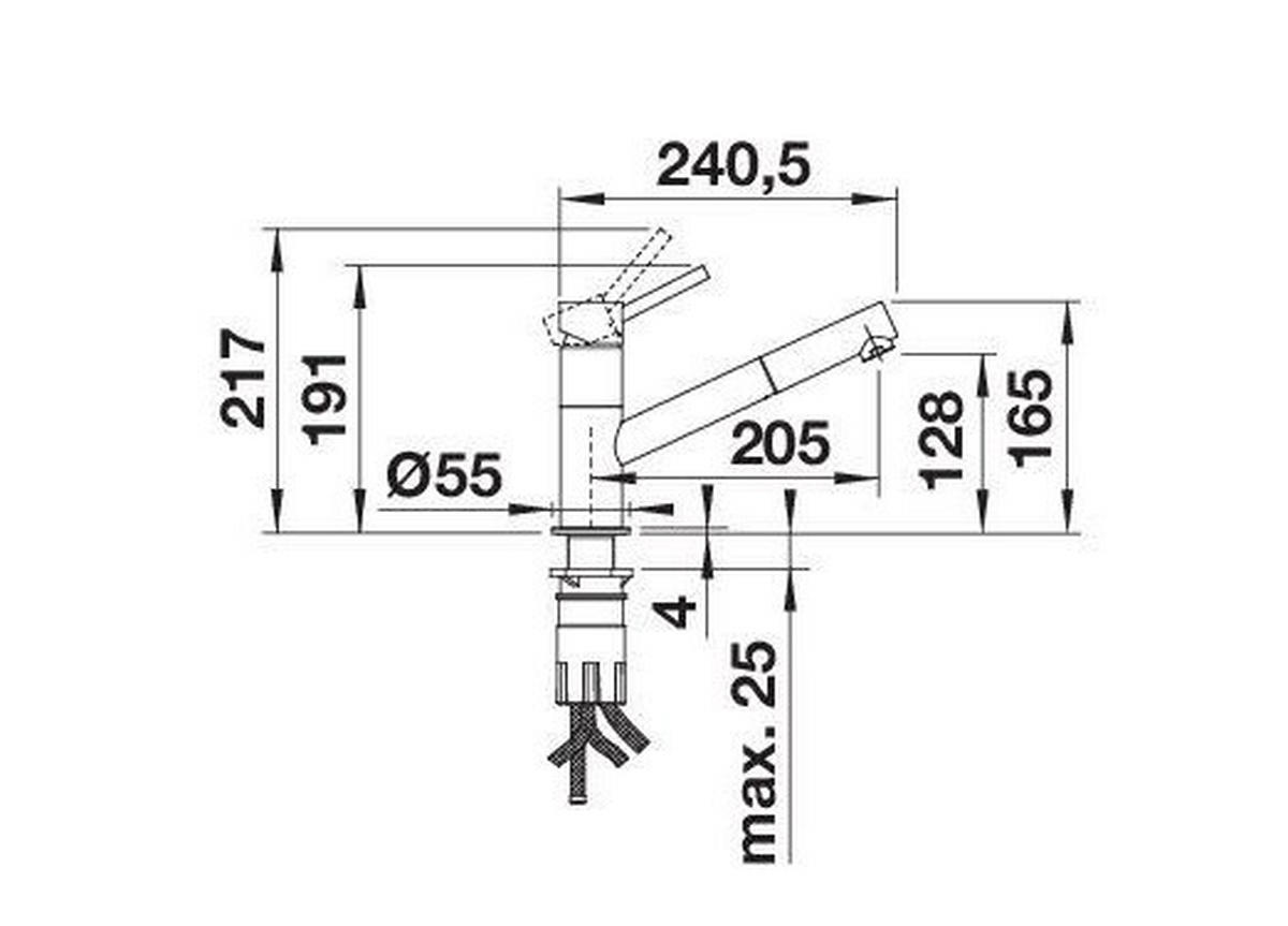 KÜCHENARMATUR 526174  - Chromfarben/Schwarz, Basics, Stein/Metall (5,5/19,1/24,6cm) - Blanco