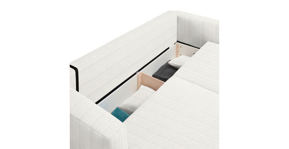 SCHLAFSOFA Cord Weiß Zierkissen, Rückenkissen, Bettkasten, Schlaffunktion, Rücken echt  - Schwarz/Weiß, Design, Kunststoff/Textil (250/92/105cm) - Carryhome