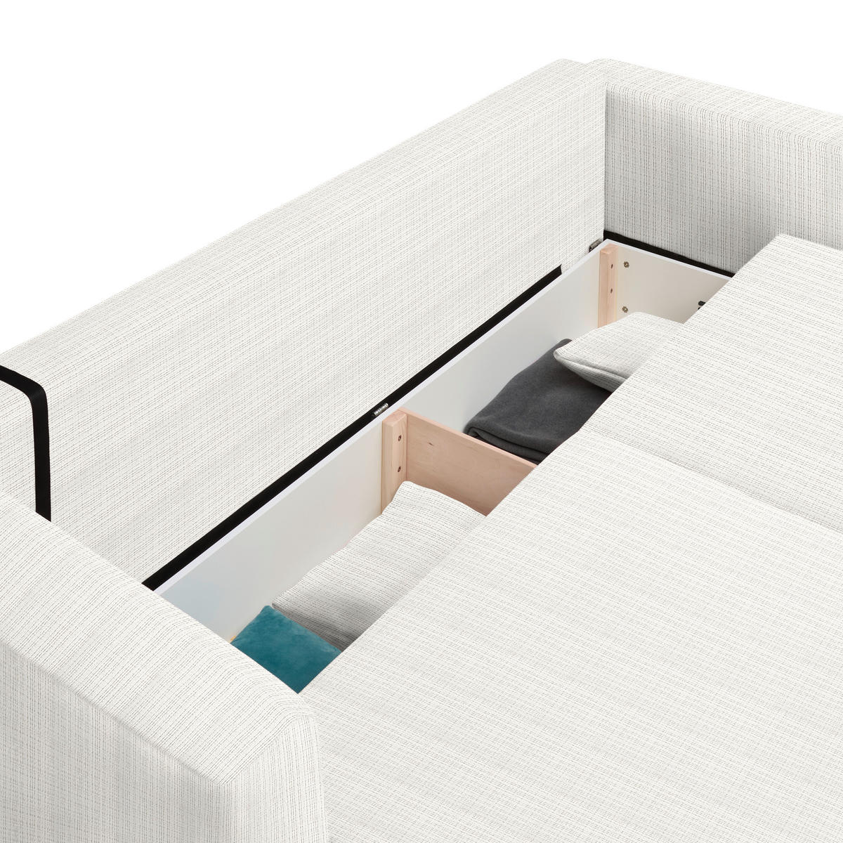 SCHLAFSOFA  mit Stoffauswahl, Schlafen auf Sitzhöhe, Rücken echt Cord Weiß  - Schwarz/Weiß, Design, Kunststoff/Textil (250/92/105cm) - Carryhome