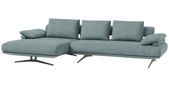 ECKSOFA in Chenille Blau  - Blau/Schwarz, Design, Textil/Metall (334/168cm) - Dieter Knoll