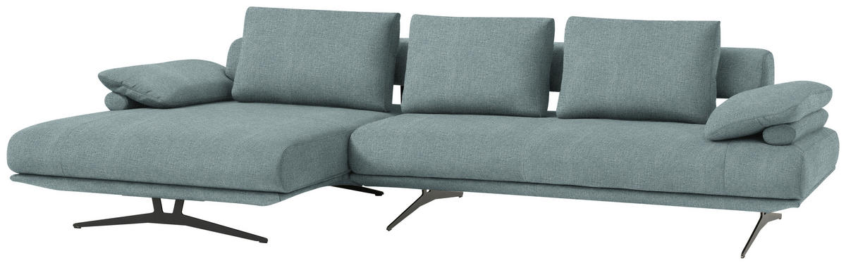 ECKSOFA in Chenille Blau  - Blau/Schwarz, Design, Textil/Metall (334/168cm) - Dieter Knoll
