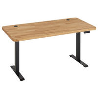 SCHREIBTISCH 160/77/76-119 cm Eichefarben elektrisch höhenverstellbar  - Eichefarben/Schwarz, MODERN, Holz/Metall (160/77/76-119cm) - Linea Natura