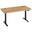 SCHREIBTISCH 160/77/76-119 cm Eichefarben elektrisch höhenverstellbar  - Eichefarben/Schwarz, MODERN, Holz/Metall (160/77/76-119cm) - Linea Natura