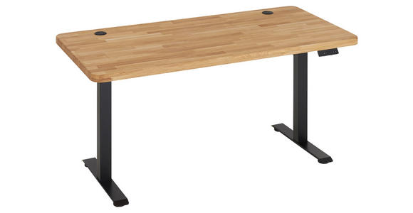 SCHREIBTISCH 160/77/76-119 cm Eichefarben elektrisch höhenverstellbar  - Eichefarben/Schwarz, MODERN, Holz/Metall (160/77/76-119cm) - Linea Natura