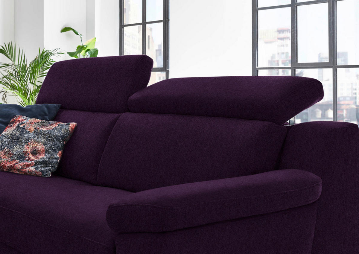 3-SITZER-SOFA in Chenille Violett  - Violett/Schwarz, Design, Textil/Metall (230/104/104cm) - Valdera