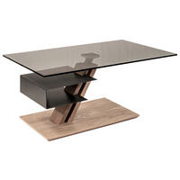 COUCHTISCH in Holz, Metall, Glas 100/60/47-64 cm  - Wildeiche/Grau, Natur, Glas/Holz (100/60/47-64cm) - Venda