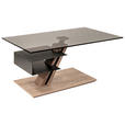 COUCHTISCH in Holz, Metall, Glas 100/60/47-64 cm  - Wildeiche/Grau, Natur, Glas/Holz (100/60/47-64cm) - Venda