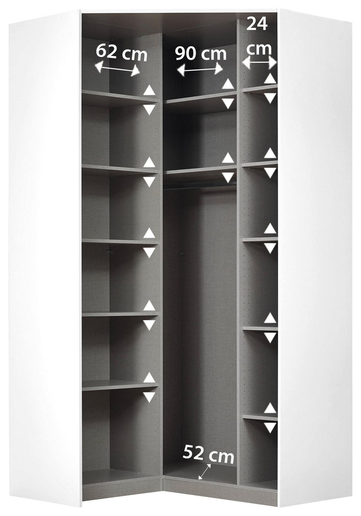 ECKKLEIDERSCHRANK 117/229/117 cm  - Eiche Artisan/Grau, Modern, Holzwerkstoff (117/229/117cm) - Rauch Möbel
