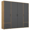 DREHTÜRENSCHRANK  in Grau, Eiche Artisan  - Eiche Artisan/Grau, MODERN, Holzwerkstoff/Kunststoff (187/194/53cm) - Rauch Möbel