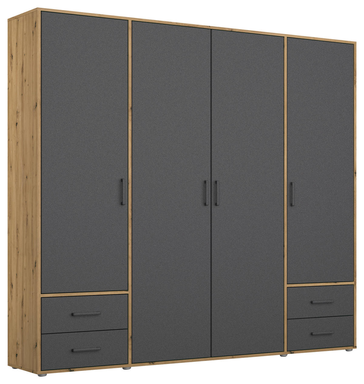 DREHTÜRENSCHRANK in Grau, Eiche Artisan  - Eiche Artisan/Grau, Modern, Holzwerkstoff/Kunststoff (187/194/53cm) - Rauch Möbel