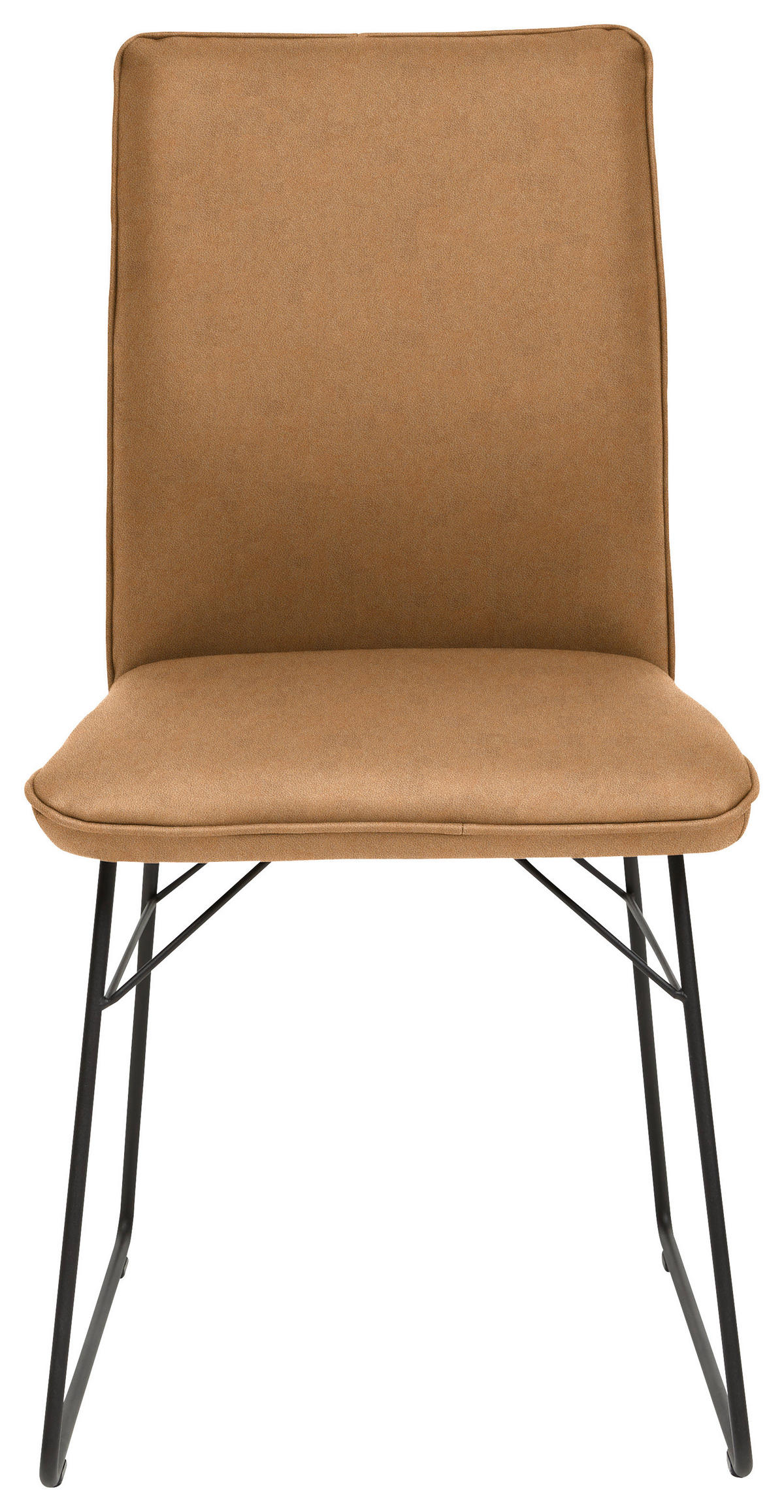 STUHL  in Stahl Mikrofaser Metall, Textil  - Cognac/Schwarz, Design, Textil/Metall (46/91/60cm) - Dieter Knoll