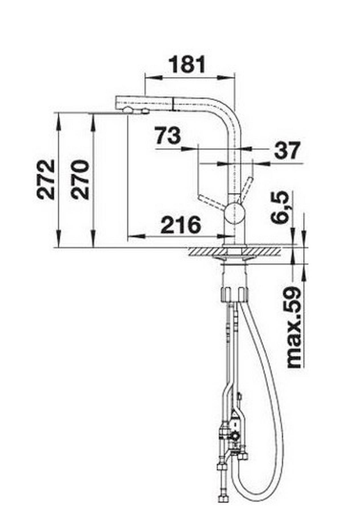 KÜCHENARMATUR 526158  - Schwarz, Basics, Stein/Metall (16,6/30,6/26,4cm) - Blanco