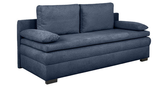 SCHLAFSOFA Struktur Dunkelblau Rückenkissen, Armlehnenkissen, Bettkasten, Schlaffunktion, Rücken echt  - Schwarz/Dunkelblau, KONVENTIONELL, Kunststoff/Textil (195/93/83cm) - Carryhome
