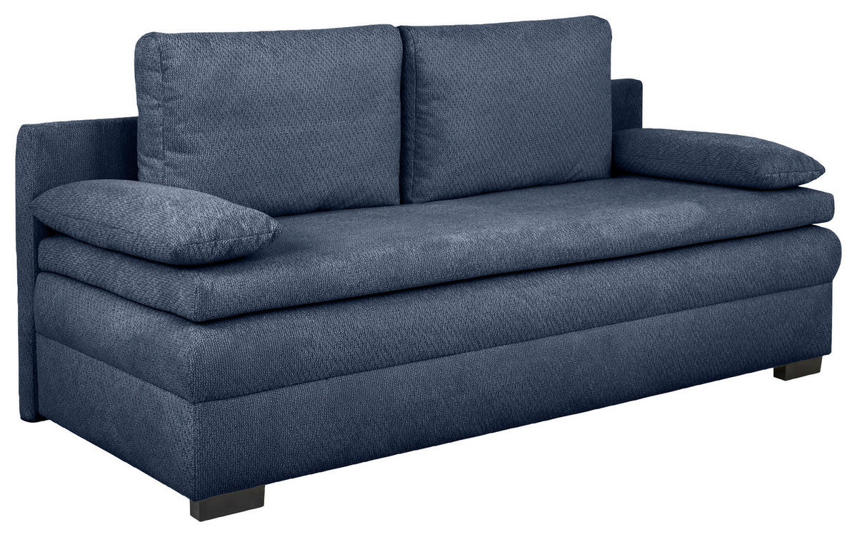 SCHLAFSOFA  mit Liegefunktion, Schlafen auf Sitzhöhe, Rücken echt Struktur Dunkelblau  - Schwarz/Dunkelblau, KONVENTIONELL, Kunststoff/Textil (195/93/83cm) - Carryhome