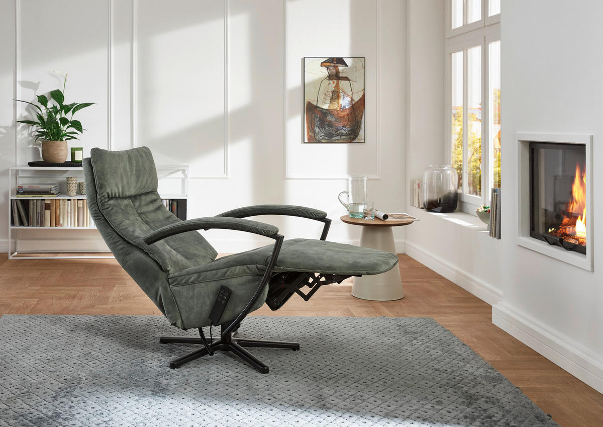 RELAXSESSEL in Textil Dunkelgrün  - Dunkelgrün/Schwarz, Design, Textil/Metall (66/112/83cm) - Beldomo Speed