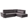 ECKSOFA Grau Samt  - Chromfarben/Grau, KONVENTIONELL, Textil/Metall (271/206cm) - Carryhome