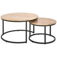 COUCHTISCHSET Mangoholz vollmassiv rund Naturfarben  - Schwarz/Naturfarben, Design, Holz (60/80/60/80/42/45cm) - Carryhome
