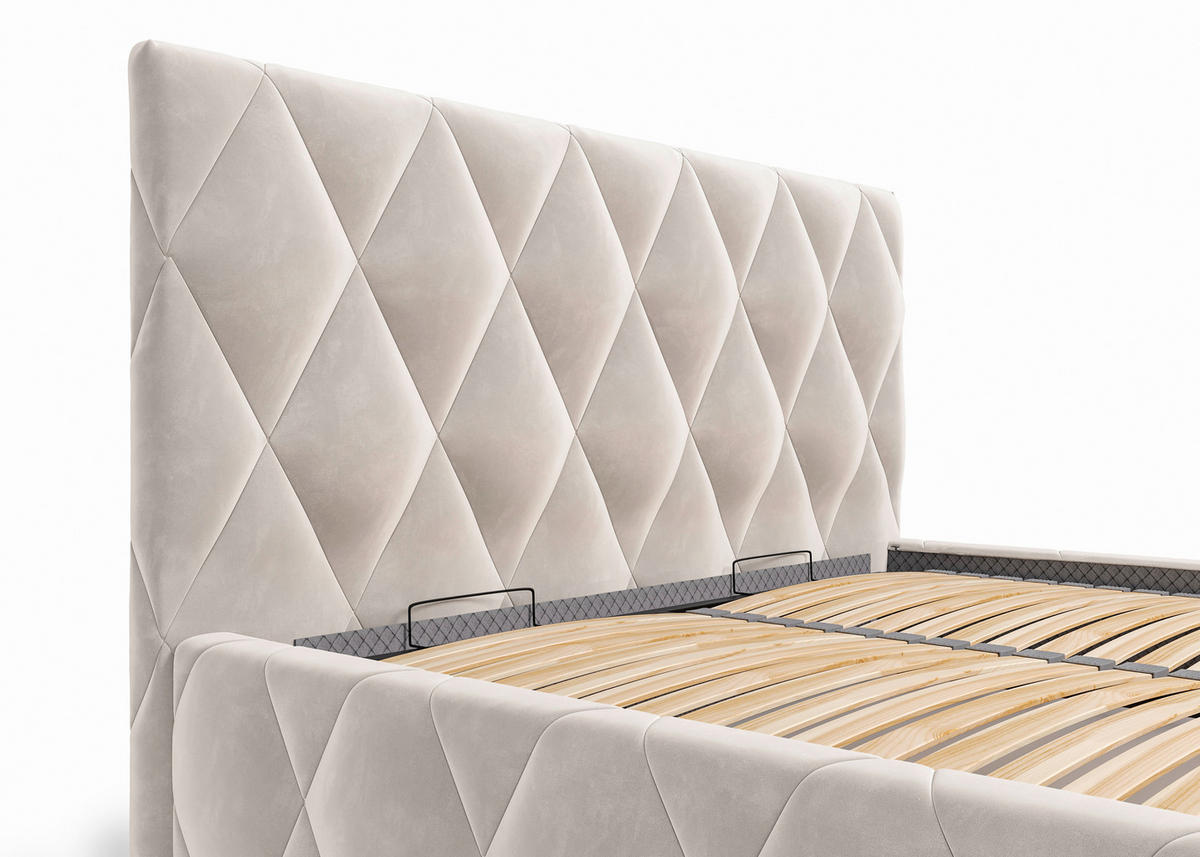 POLSTERBETT gepolstertes Kopfteil, Lattenrost, Bettkasten 140/200 cm  in Cappuccino  - Cappuccino, MODERN, Holz/Textil (140/200cm) - MID.YOU