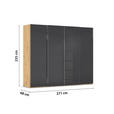 SCHWEBETÜRENSCHRANK 271/235/68 cm 4-türig Schwarz, Eiche Artisan  - Chromfarben/Schwarz, Design, Glas/Holzwerkstoff (271/235/68cm) - Novel