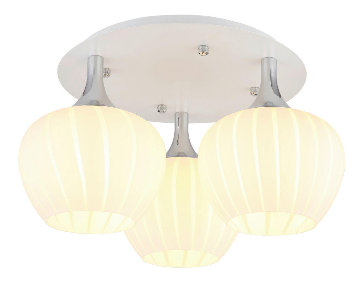 STROPNA SVETILKA 45/25,5 cm   - barve kroma/opal, Konvencionalno, kovina/steklo (45/25,5cm) - Globo