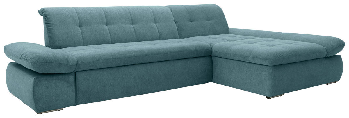 ECKSOFA MORIC - Chromfarben/Petrol, KONVENTIONELL, Textil/Metall (300/172cm) - MID.YOU