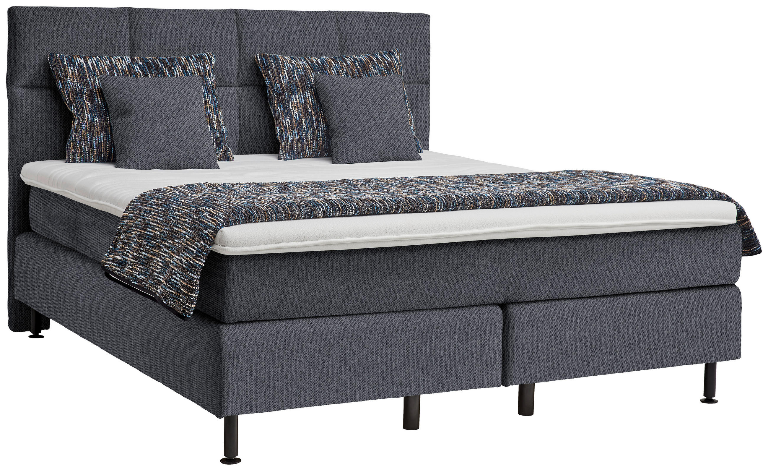 BOXSPRINGBETT 180/200 cm  in Anthrazit  - Anthrazit/Schwarz, Design, Kunststoff/Textil (180/200cm) - Beldomo - Sleep