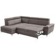 ECKSOFA Taupe Mikrofaser  - Taupe/Chromfarben, KONVENTIONELL, Textil/Metall (206/271cm) - Carryhome