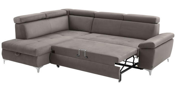 ECKSOFA Taupe Mikrofaser  - Taupe/Chromfarben, KONVENTIONELL, Textil/Metall (206/271cm) - Carryhome