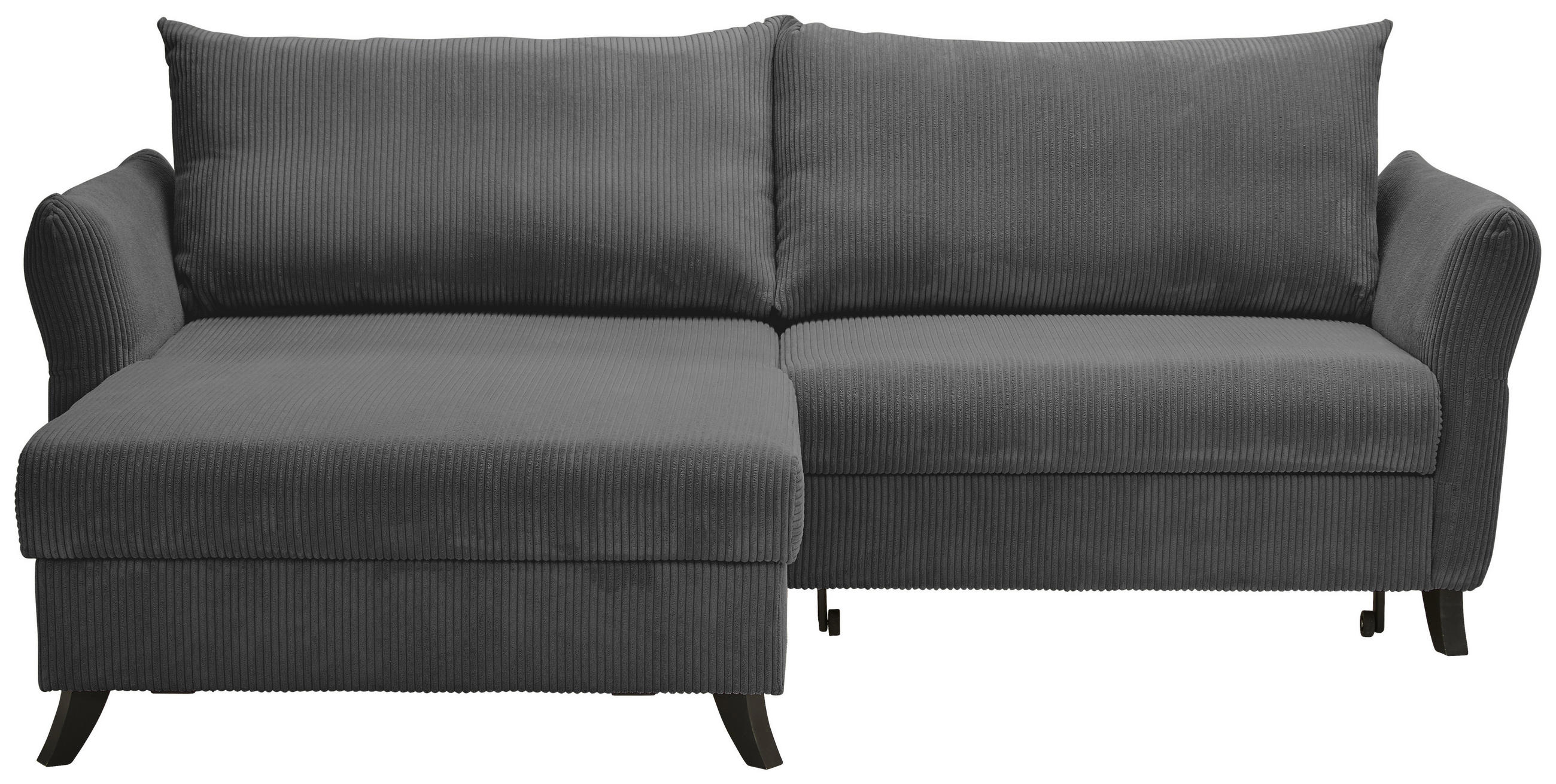 ECKSOFA in Cord Anthrazit  - Anthrazit/Schwarz, Romantik / Landhaus, Holz/Textil (245/159cm) - Stylife