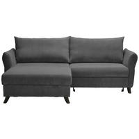 ECKSOFA in Cord Anthrazit  - Anthrazit/Schwarz, Romantik / Landhaus, Holz/Textil (245/159cm) - Stylife