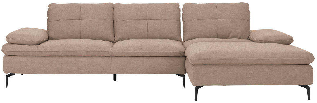 ECKSOFA in Webstoff Taupe  - Taupe/Schwarz, Design, Textil/Metall (301/179cm) - Chilliano
