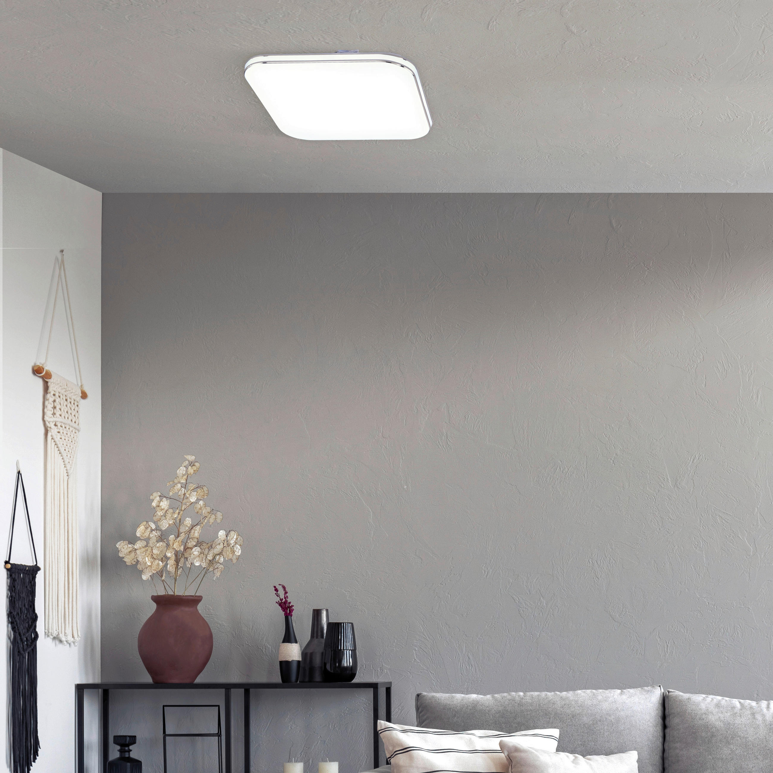 STROPNÍ LED SVÍTIDLO, 29,50/29,50 cm  - bílá/barvy chromu, Konvenční, sklo (29,50/29,50cm) - Fischer & Honsel