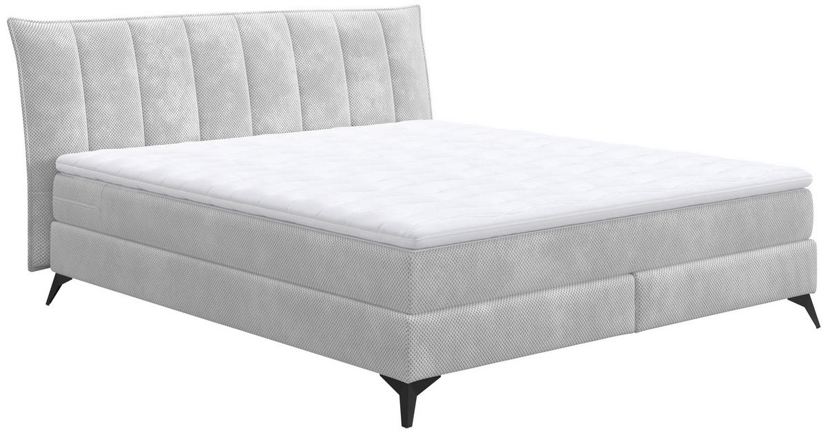 POSTELJA BOXSPRING 180 cm   x 200 cm  , tekstil, leseni material srebrne barve  - srebrne barve/črna, Basics, tekstil/leseni material (180/200cm) - Venda