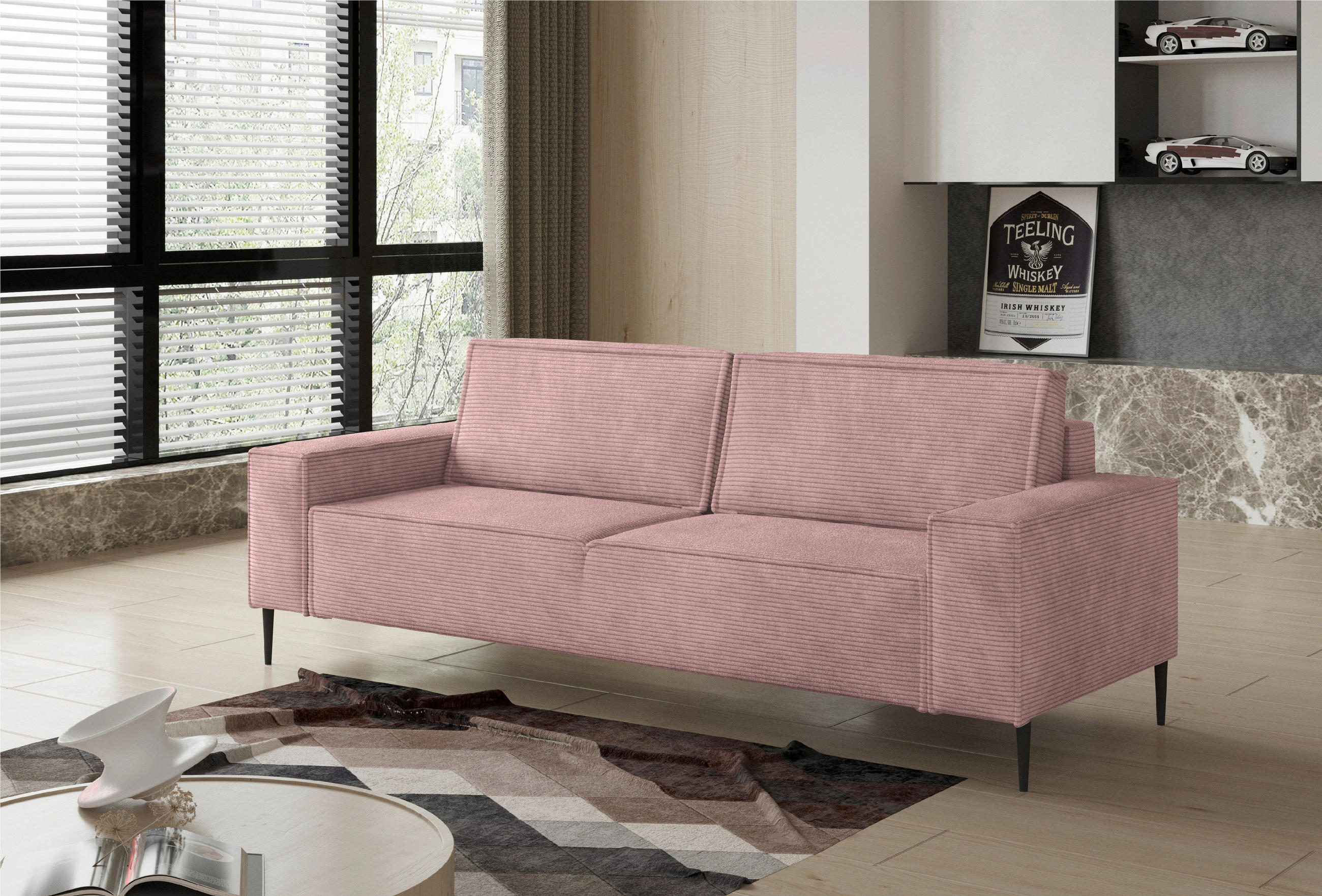 BÄDDSOFFA i vävt tyg mauve  - svart/mauve, Design, metall/textil (240/89/103cm) - MID.YOU