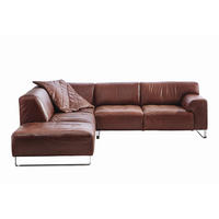 ECKSOFA Braun Echtleder  - Chromfarben/Braun, Design, Leder/Metall (245/271cm) - Chilliano
