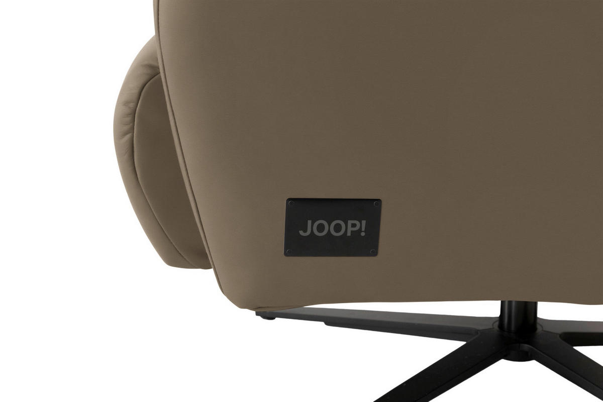 RELAXSESSEL Leder Graubraun  - Graubraun/Schwarz, Modern, Leder/Metall (66/110/83cm) - Joop!