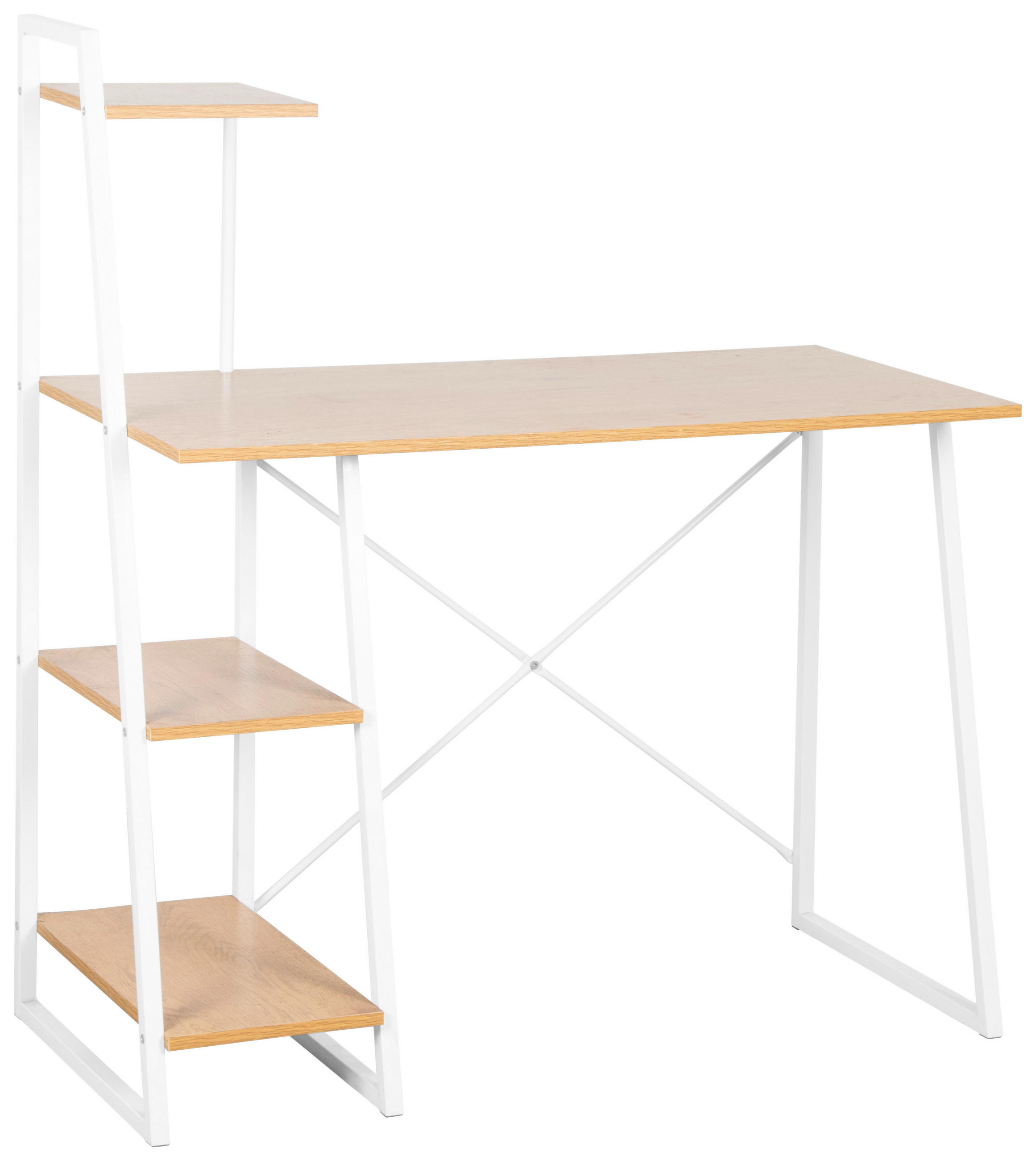 SCHREIBTISCH  in Weiß, Eichefarben  - Eichefarben/Weiß, MODERN, Holzwerkstoff/Metall (102/117/50cm) - MID.YOU