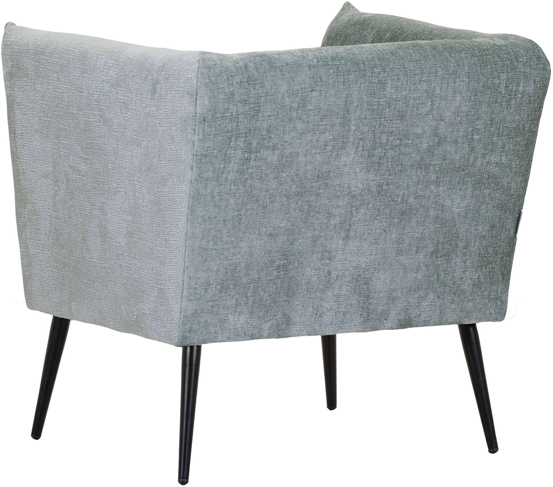 SESSEL in Chenille Graublau  - Graublau/Schwarz, Design, Textil/Metall (76/73/76cm) - Landscape