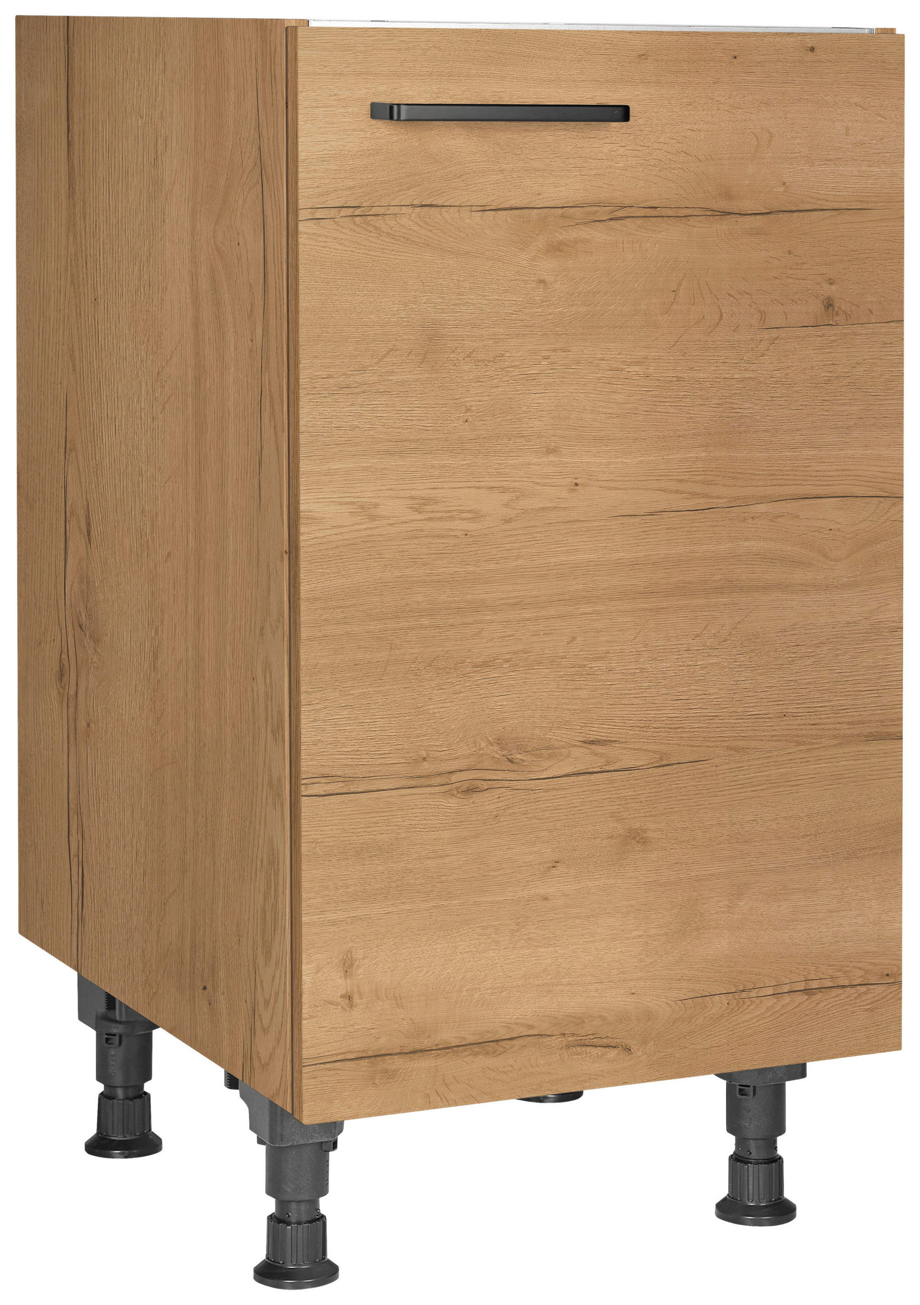 SPÜLENUNTERSCHRANK 45/87/56 cm  in Eichefarben  - Eichefarben/Schwarz, MODERN, Holzwerkstoff/Metall (45/87/56cm) - Nobilia