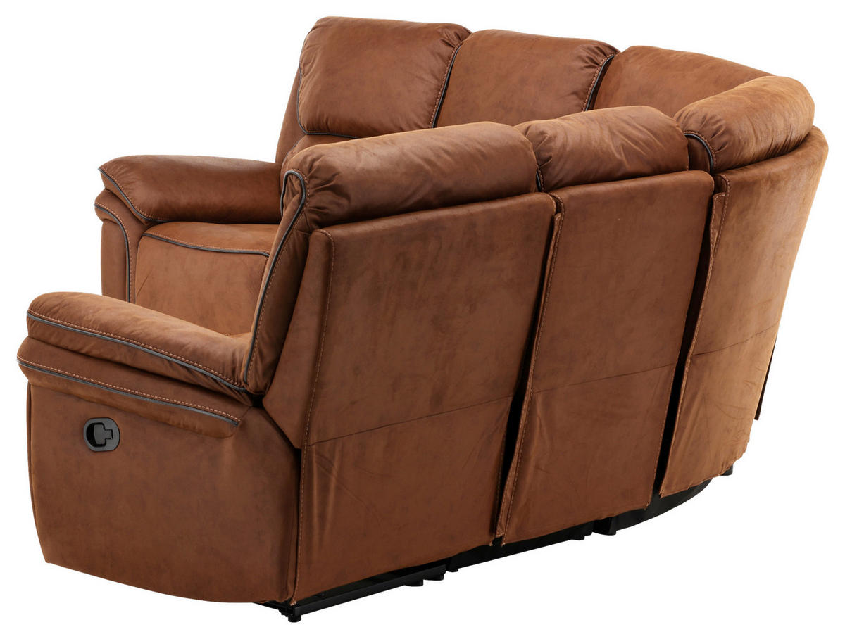 ECKSOFA Braun, Schwarz Lederlook (vegan)  - Schwarz/Braun, Design, Textil (169/169cm) - Livetastic