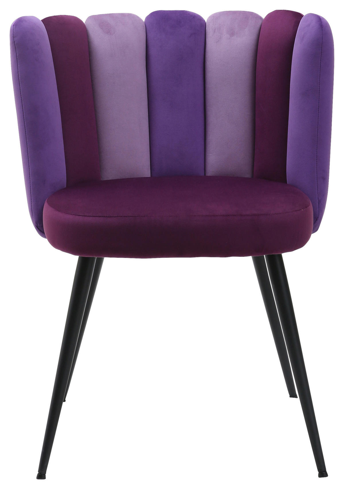 STUHL Samt Lila  - Lila/Schwarz, Design, Textil/Metall (58,5/79/55,5cm) - home24