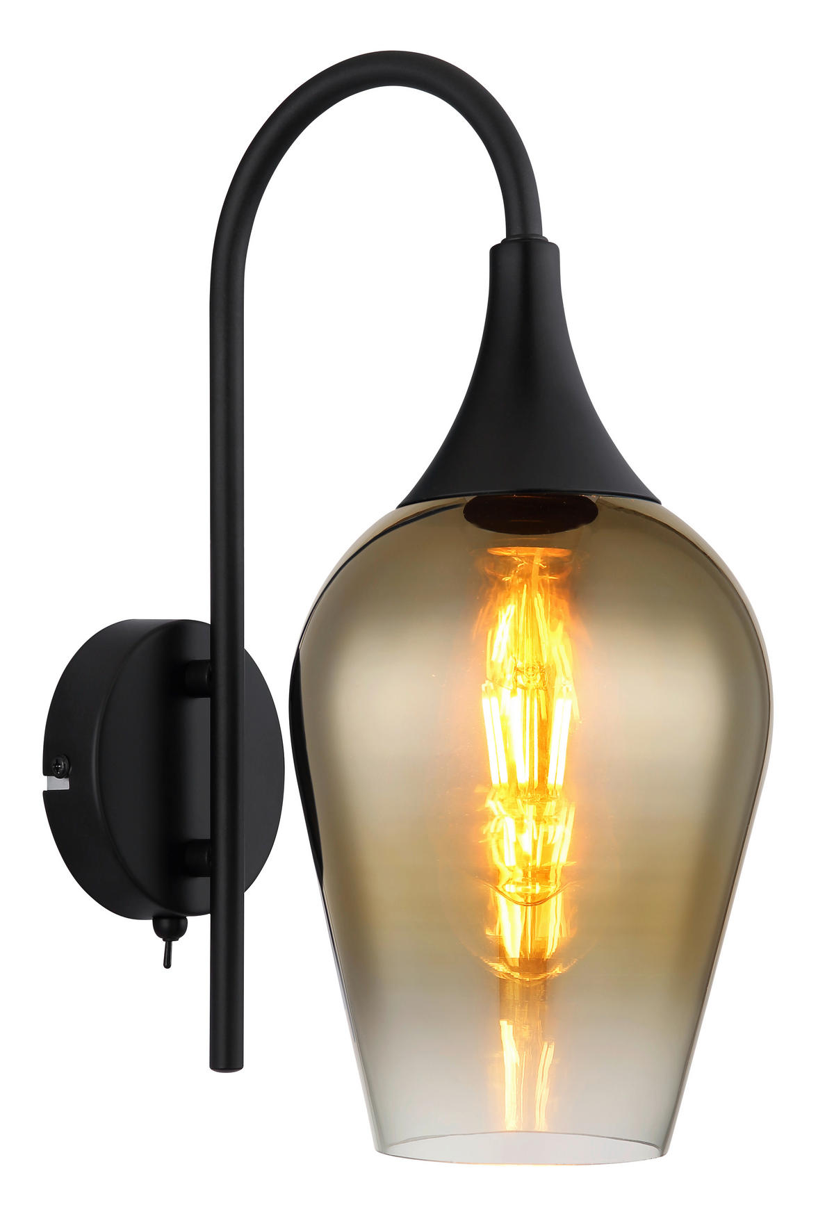 WANDLEUCHTE 15/36 cm   - Klar/Goldfarben, Design, Glas/Metall (15/36cm) - Globo