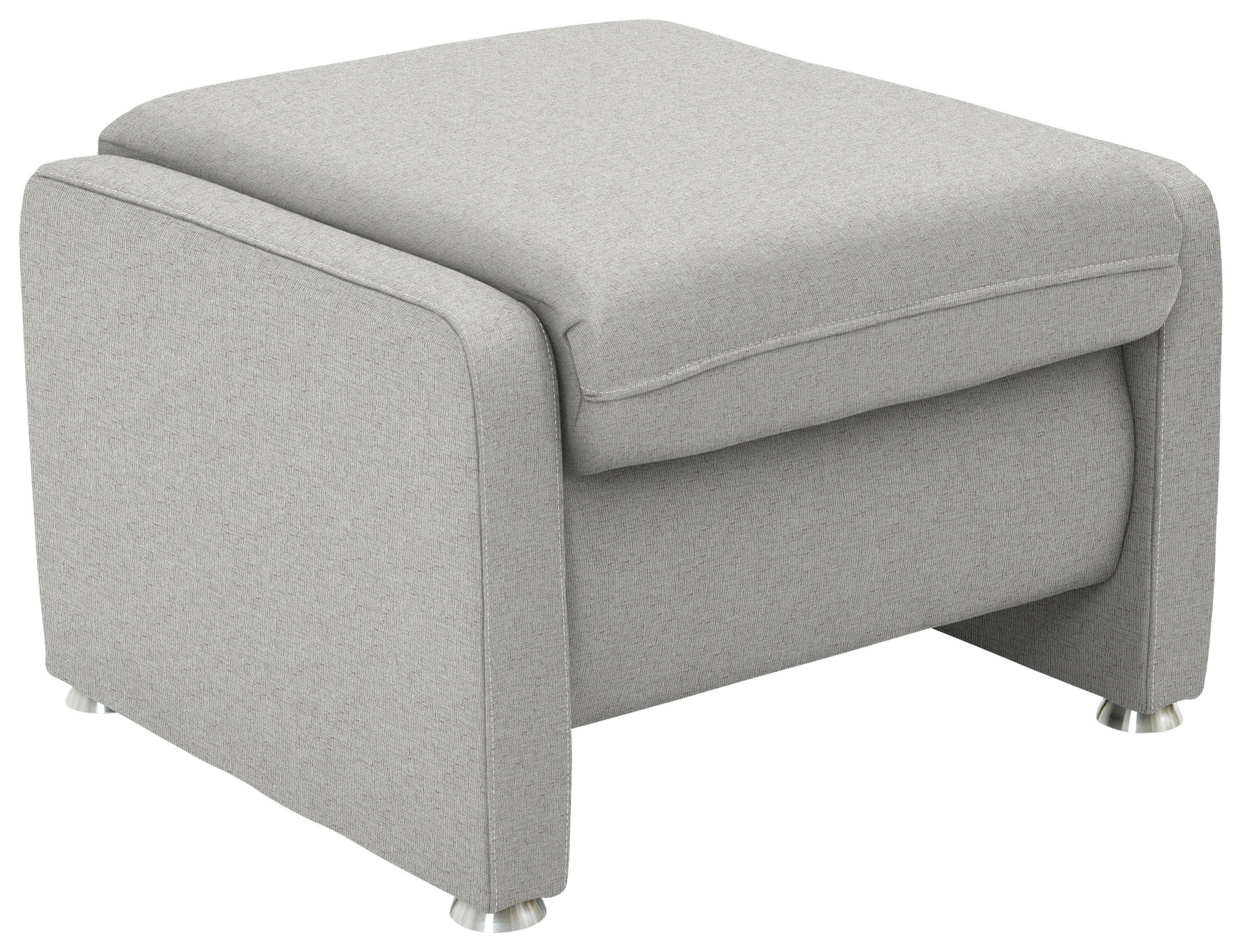 HOCKER in Textil Ecru  - Ecru/Alufarben, KONVENTIONELL, Textil/Metall (67/44/58cm) - Beldomo Comfort