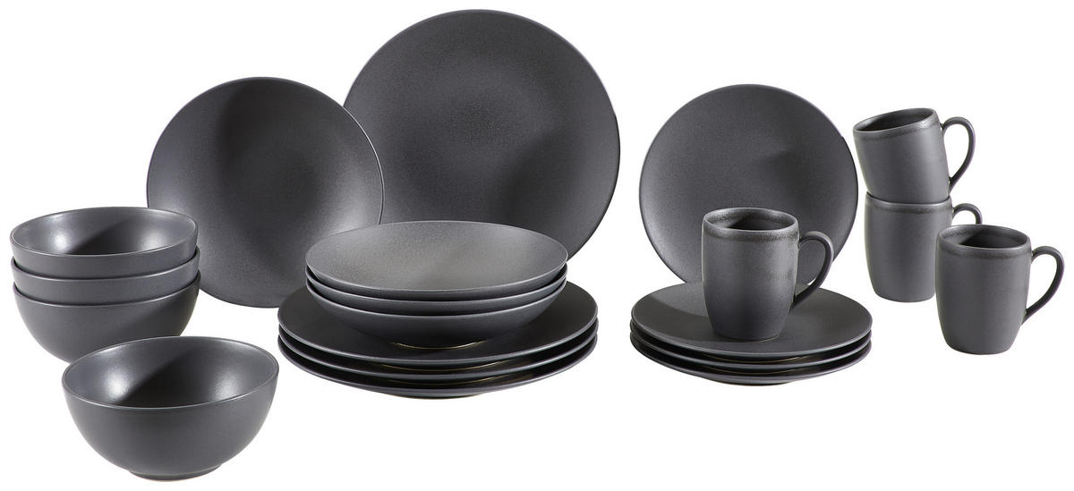 KOMBISERVICE Schwarz Soft Touch black 20-teilig  - Schwarz, Design, Keramik (39,5/43/37cm) - Creatable